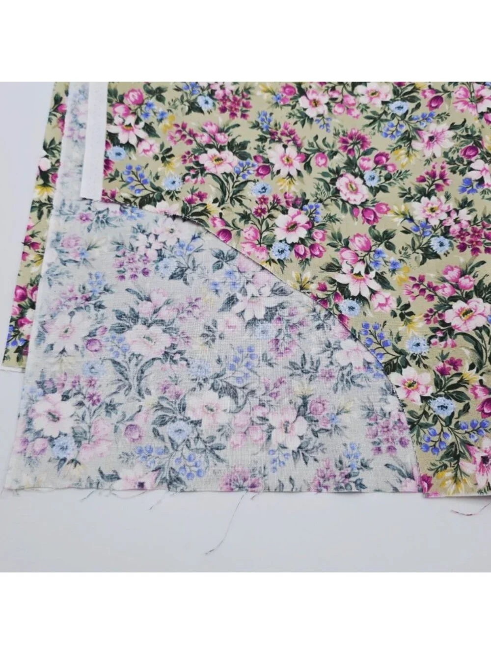 Floral Cotton Fabric Beige Pink Blue 1 Yard Hobby Lobby Exclusive - Picture 4 of 5